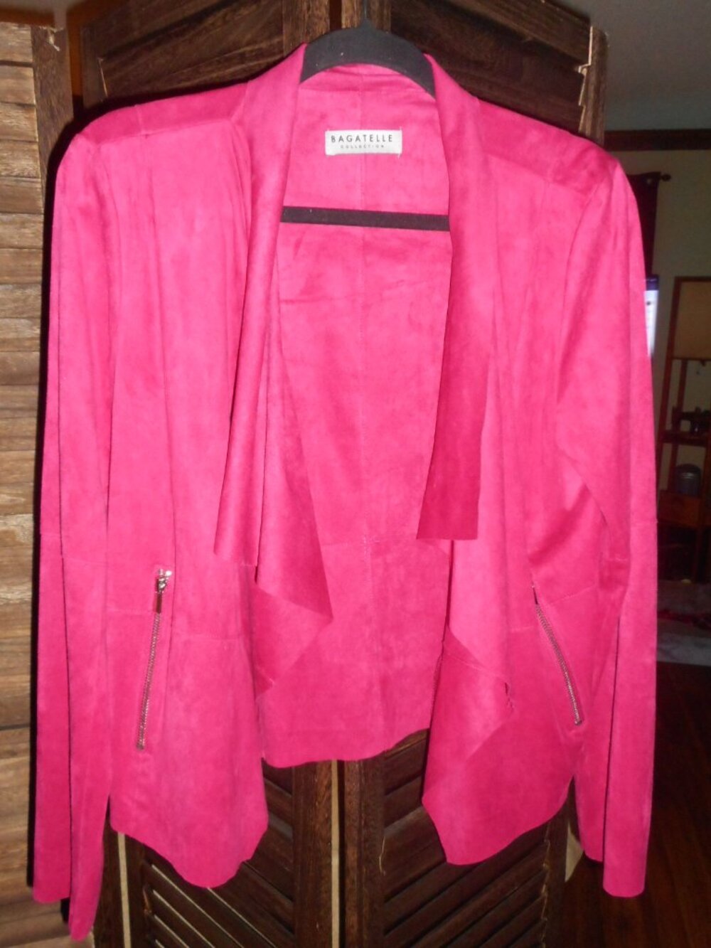 NWOT faux suede bright magenta pink cardigan jacket, Medium